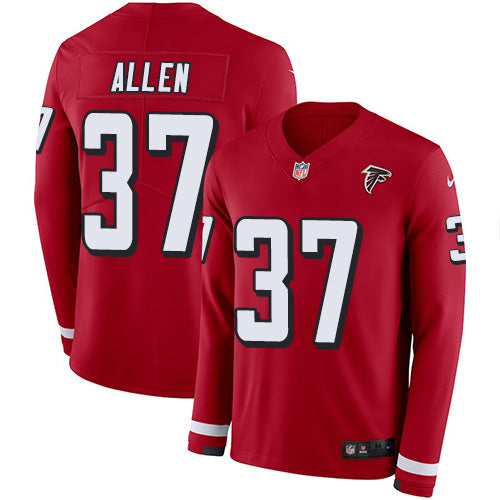 Nike Atlanta Falcons #37 Ricardo Allen Red Team Color Men's Stitched NFL Limited Therma Long Sleeve Jersey Men's