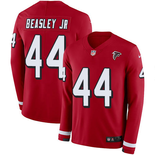 Nike Atlanta Falcons #44 Vic Beasley Jr Red Team Color Men's Stitched NFL Limited Therma Long Sleeve Jersey Men's