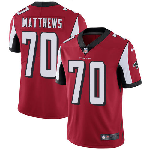 Nike Atlanta Falcons #70 Jake Matthews Red Team Color Men's Stitched NFL Vapor Untouchable Limited Jersey Men's