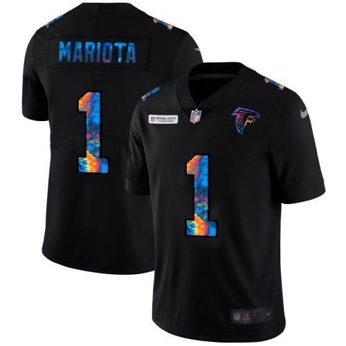 Atlanta Atlanta Falcons #1 Marcus Mariota Men's Nike Multi-Color Black 2020 NFL Crucial Catch Vapor Untouchable Limited Jersey Men's