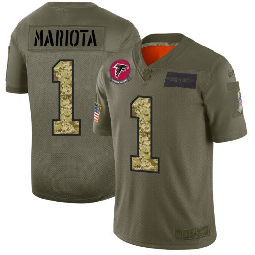 Atlanta Atlanta Falcons #1 Marcus Mariota Men's Nike 2019 Olive Camo Salute To Service Limited NFL Jersey Men's