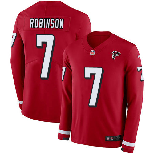 Nike Atlanta Falcons #7 Bijan Robinson Red Team Color Men's Stitched NFL Limited Therma Long Sleeve Jersey Men's