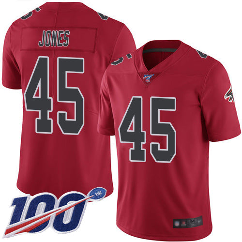 Nike Atlanta Falcons #45 Deion Jones Red Men's Stitched NFL Limited Rush 100th Season Jersey Men's