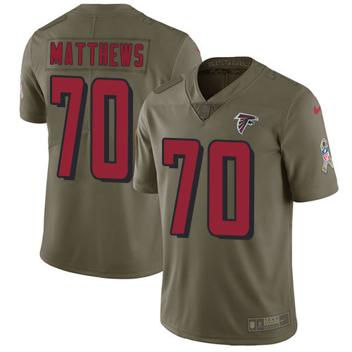 Nike Atlanta Falcons #70 Jake Matthews Olive Men's Stitched NFL Limited 2017 Salute To Service Jersey Men's