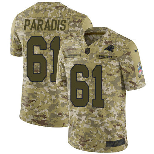 Nike Carolina Panthers #61 Matt Paradis Camo Men's Stitched NFL Limited 2018 Salute To Service Jersey Men's