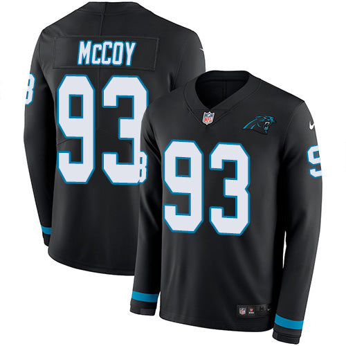 Nike Carolina Panthers #93 Gerald McCoy Black Team Color Men's Stitched NFL Limited Therma Long Sleeve Jersey Men's