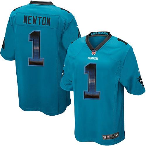 Nike Carolina Panthers #1 Cam Newton Blue Alternate Men's Stitched NFL Limited Strobe Jersey Men's
