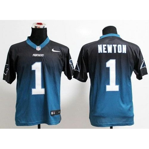 Nike Carolina Panthers #1 Cam Newton Black/Blue Men's Stitched NFL Elite Fadeaway Fashion Jersey Men's