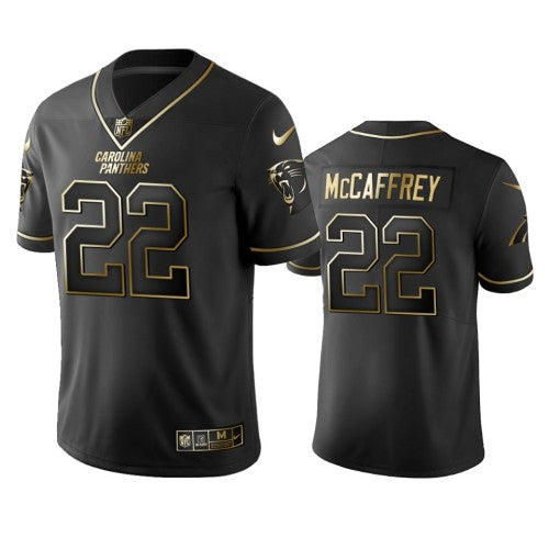 Carolina Panthers #22 Christian Mccaffrey Men's Stitched NFL Vapor Untouchable Limited Black Golden Jersey Men's