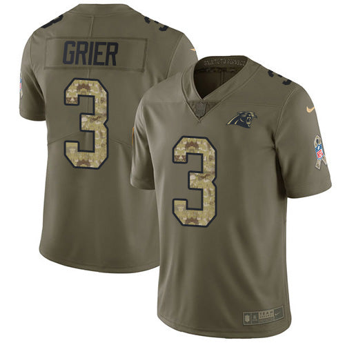 Nike Carolina Panthers #3 Will Grier Olive/Camo Men's Stitched NFL Limited 2017 Salute To Service Jersey Men's