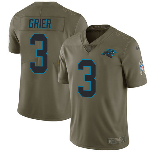 Nike Carolina Panthers #3 Will Grier Olive Men's Stitched NFL Limited 2017 Salute To Service Jersey Men's
