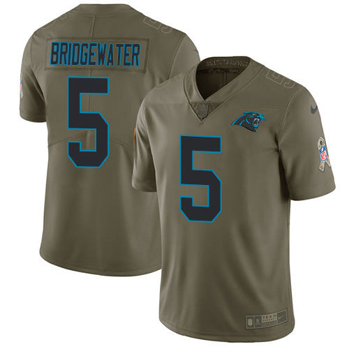 Nike Carolina Panthers #5 Teddy Bridgewater Olive Men's Stitched NFL Limited 2017 Salute To Service Jersey Men's