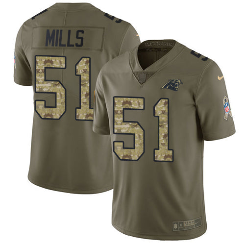 Nike Carolina Panthers #51 Sam Mills Olive/Camo Men's Stitched NFL Limited 2017 Salute To Service Jersey Men's
