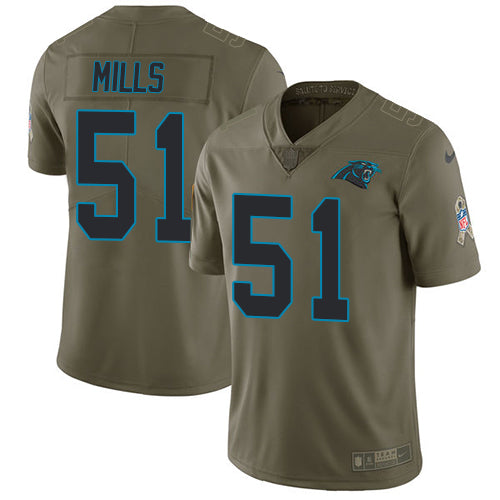 Nike Carolina Panthers #51 Sam Mills Olive Men's Stitched NFL Limited 2017 Salute To Service Jersey Men's
