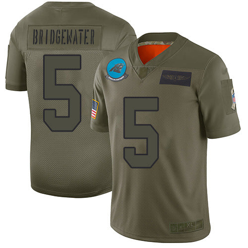Nike Carolina Panthers #5 Teddy Bridgewater Camo Men's Stitched NFL Limited 2019 Salute To Service Jersey Men's