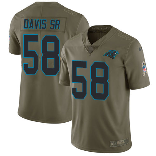 Nike Carolina Panthers #58 Thomas Davis Sr Olive Men's Stitched NFL Limited 2017 Salute To Service Jersey Men's