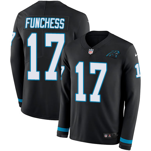Nike Carolina Panthers #17 Devin Funchess Black Team Color Men's Stitched NFL Limited Therma Long Sleeve Jersey Men's