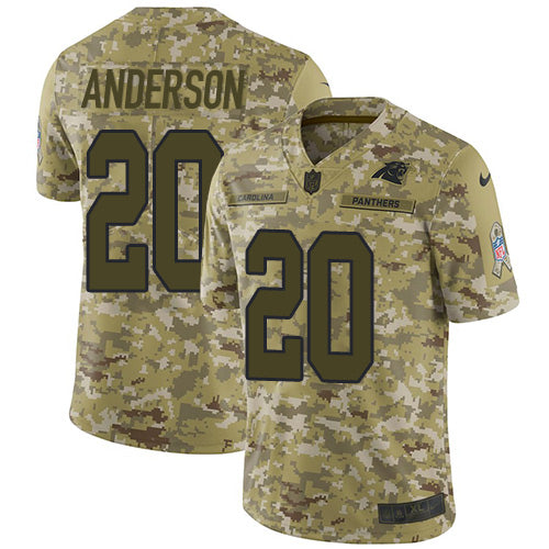 Nike Carolina Panthers #20 C.J. Anderson Camo Men's Stitched NFL Limited 2018 Salute To Service Jersey Men's