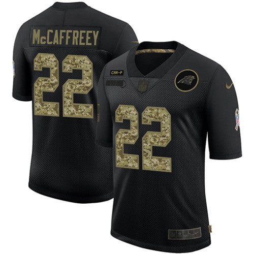 Carolina Carolina Panthers #22 Christian McCaffrey Men's Nike 2020 Salute To Service Camo Limited NFL Jersey Black Men's