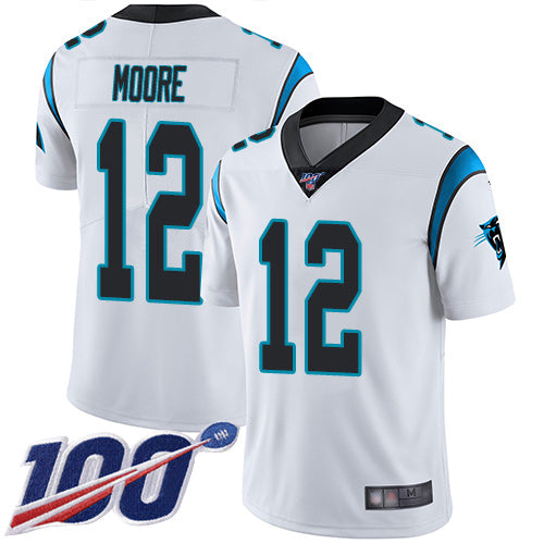 Nike Carolina Panthers #12 DJ Moore White Men's Stitched NFL 100th Season Vapor Limited Jersey Men's