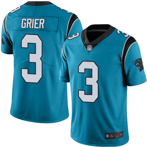 Nike Carolina Panthers #3 Will Grier Blue Men's Stitched NFL Limited Rush Jersey Men's