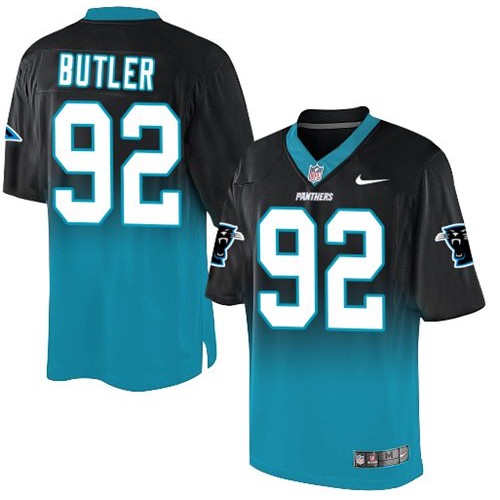 Nike Carolina Panthers #92 Vernon Butler Black/Blue Men's Stitched NFL Elite Fadeaway Fashion Jersey Men's