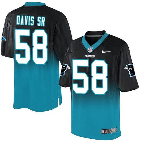 Nike Carolina Panthers #58 Thomas Davis Sr Black/Blue Men's Stitched NFL Elite Fadeaway Fashion Jersey Men's