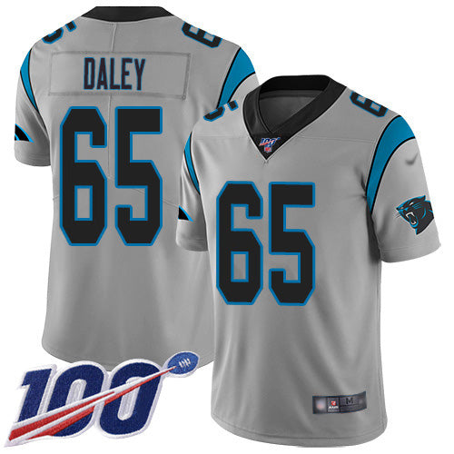 Nike Carolina Panthers #65 Dennis Daley Silver Men's Stitched NFL Limited Inverted Legend 100th Season Jersey Men's