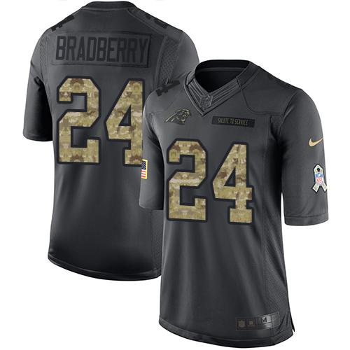 Nike Carolina Panthers #24 James Bradberry Black Men's Stitched NFL Limited 2016 Salute to Service Jersey Men's