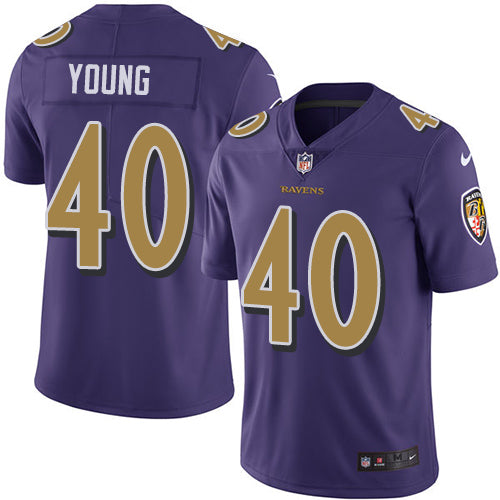 Nike Baltimore Ravens #40 Kenny Young Purple Men's Stitched NFL Limited Rush Jersey Men's