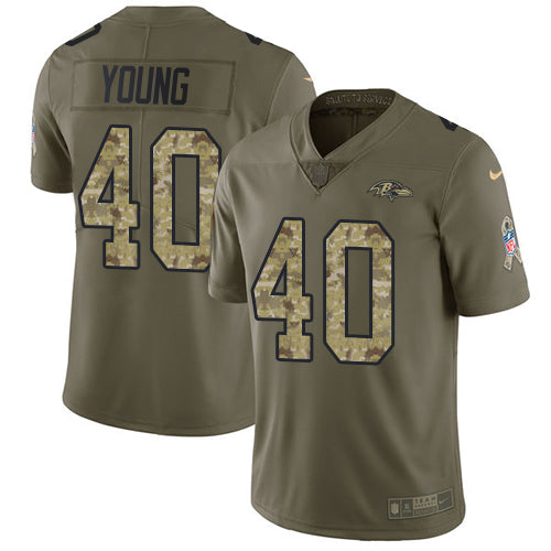 Nike Baltimore Ravens #40 Kenny Young Olive/Camo Men's Stitched NFL Limited 2017 Salute To Service Jersey Men's
