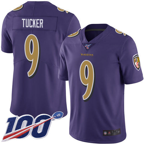 Nike Baltimore Ravens #9 Justin Tucker Purple Men's Stitched NFL Limited Rush 100th Season Jersey Men's