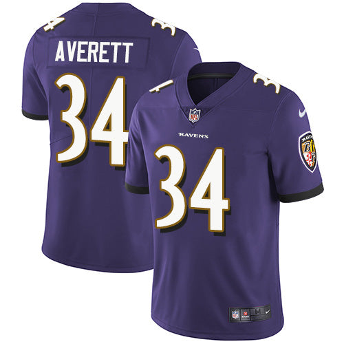 Nike Baltimore Ravens #34 Anthony Averett Purple Team Color Men's Stitched NFL Vapor Untouchable Limited Jersey Men's