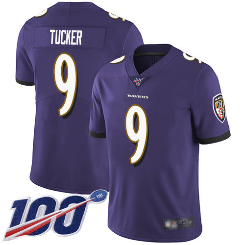 Nike Baltimore Ravens #9 Justin Tucker Purple Team Color Men's Stitched NFL 100th Season Vapor Limited Jersey Men's