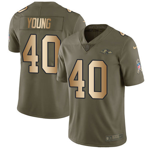 Nike Baltimore Ravens #40 Kenny Young Olive/Gold Men's Stitched NFL Limited 2017 Salute To Service Jersey Men's