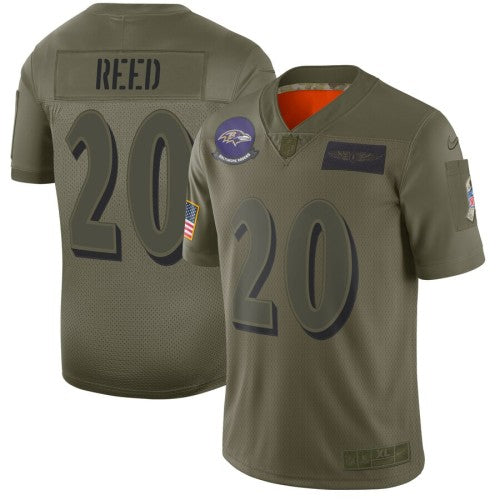 Nike Baltimore Ravens #20 Ed Reed Camo Men's Stitched NFL Limited 2019 Salute To Service Jersey Men's