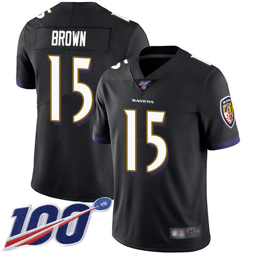 Nike Baltimore Ravens #15 Marquise Brown Black Alternate Men's Stitched NFL 100th Season Vapor Limited Jersey Men's