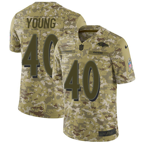 Nike Baltimore Ravens #40 Kenny Young Camo Men's Stitched NFL Limited 2018 Salute To Service Jersey Men's