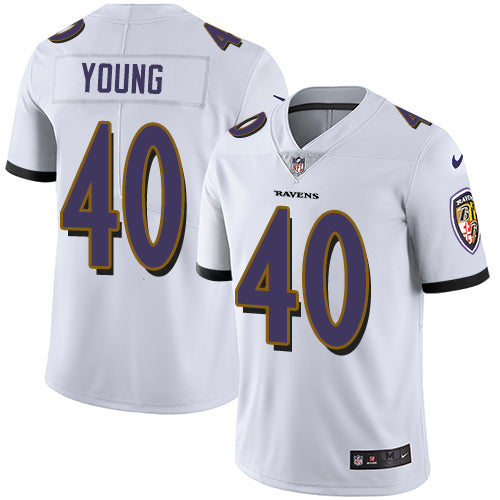 Nike Baltimore Ravens #40 Kenny Young White Men's Stitched NFL Vapor Untouchable Limited Jersey Men's