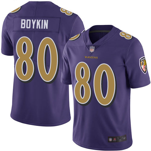 Nike Baltimore Ravens #80 Miles Boykin Purple Men's Stitched NFL Limited Rush Jersey Men's