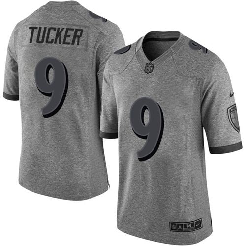 Nike Baltimore Ravens #9 Justin Tucker Gray Men's Stitched NFL Limited Gridiron Gray Jersey Men's