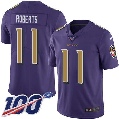 Nike Baltimore Ravens #11 Seth Roberts Purple Men's Stitched NFL Limited Rush 100th Season Jersey Men's