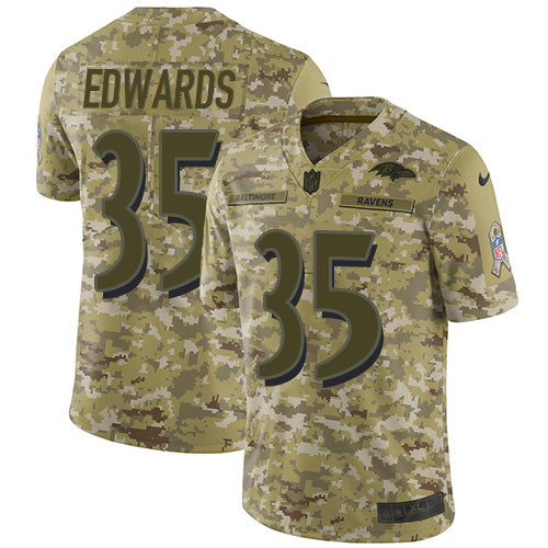Nike Baltimore Ravens #35 Gus Edwards Camo Men's Stitched NFL Limited 2018 Salute To Service Jersey Men's