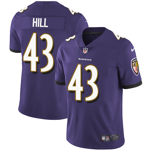 Nike Baltimore Ravens #43 Justice Hill Purple Team Color Men's Stitched NFL Vapor Untouchable Limited Jersey Men's