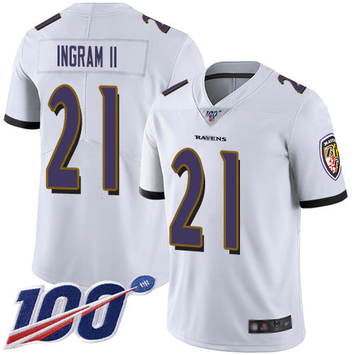 Nike Baltimore Ravens #21 Mark Ingram II White Men's Stitched NFL 100th Season Vapor Limited Jersey Men's