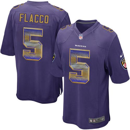Nike Baltimore Ravens #5 Joe Flacco Purple Team Color Men's Stitched NFL Limited Strobe Jersey Men's