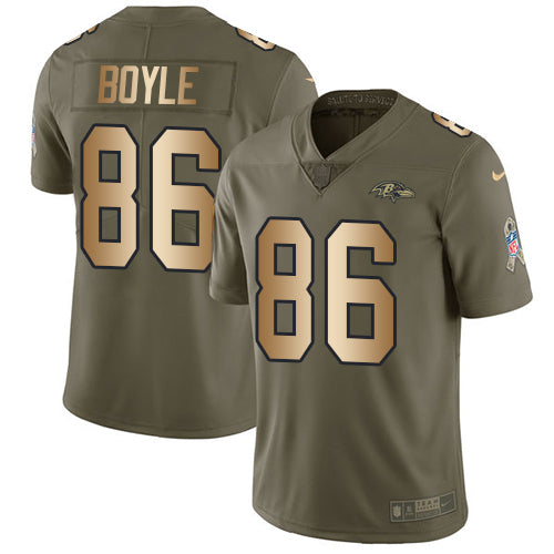 Nike Baltimore Ravens #86 Nick Boyle Olive/Gold Men's Stitched NFL Limited 2017 Salute To Service Jersey Men's