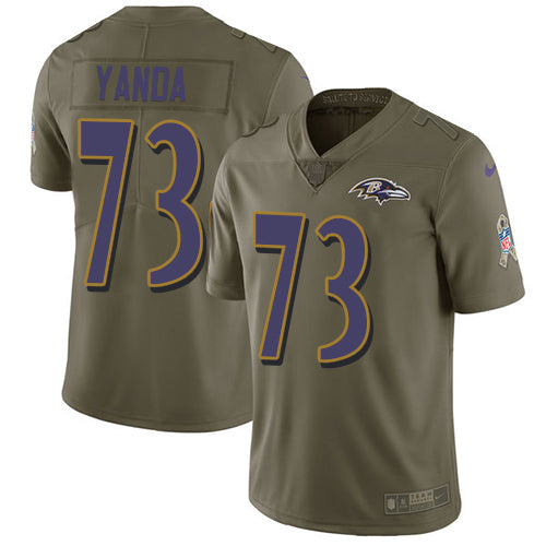 Nike Baltimore Ravens #73 Marshal Yanda Olive Men's Stitched NFL Limited 2017 Salute To Service Jersey Men's