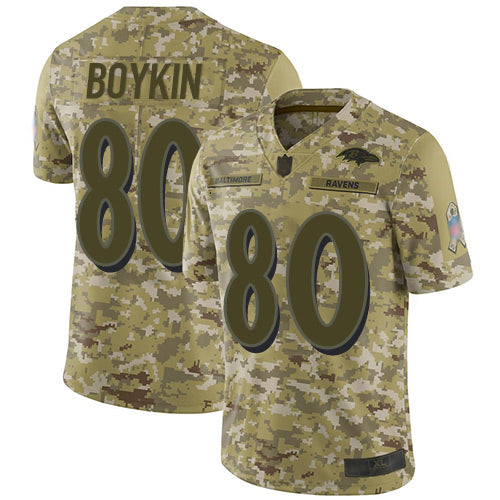 Nike Baltimore Ravens #80 Miles Boykin Camo Men's Stitched NFL Limited 2018 Salute To Service Jersey Men's
