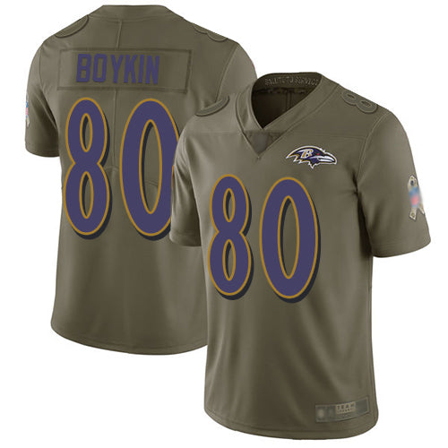 Nike Baltimore Ravens #80 Miles Boykin Olive Men's Stitched NFL Limited 2017 Salute To Service Jersey Men's